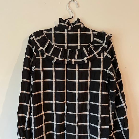 H&M Trend black and white grid pattern blouse sz 2 - Picture 3 of 5